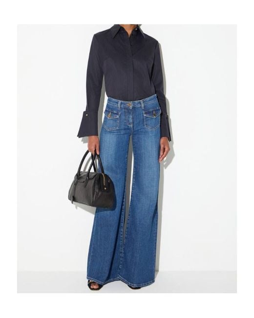 Elisabetta Franchi Blue Bell-Bottom Jeans