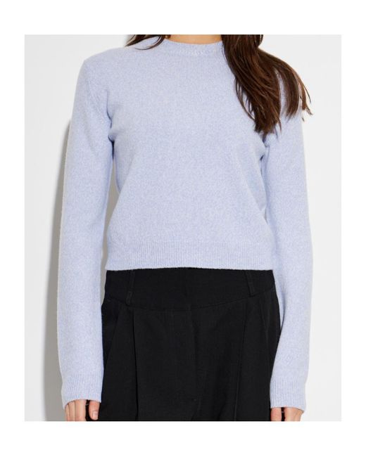 Jil Sander Blue Cropped Crew-Neck Sweater