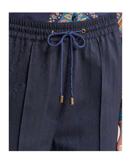 Etro Blue Wool Jacquard Jogging Trousers