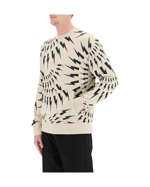 Neil Barrett Natural Thunderbolt-Print Cotton Sweatshirt for men