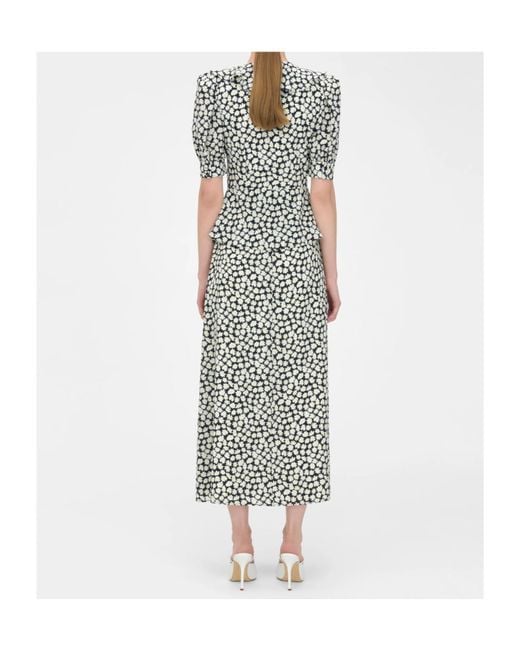 Alessandra Rich Multicolor Floral Printed V-Neck Midi Dress