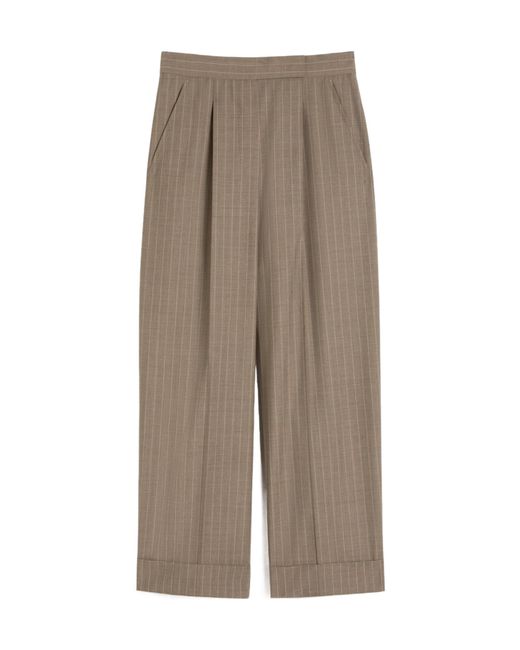 Max Mara Natural Mxmmanetta Ankle Cuff Pinstripe Pants