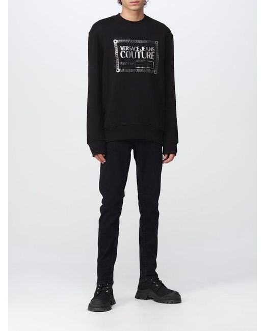 Versace Jeans Black Round-Necked Logo Sweater for men