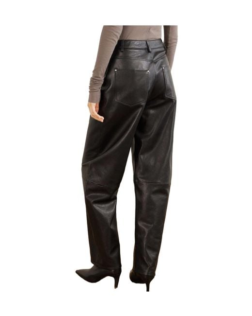 Arma Black Leather Wide-Leg Pants