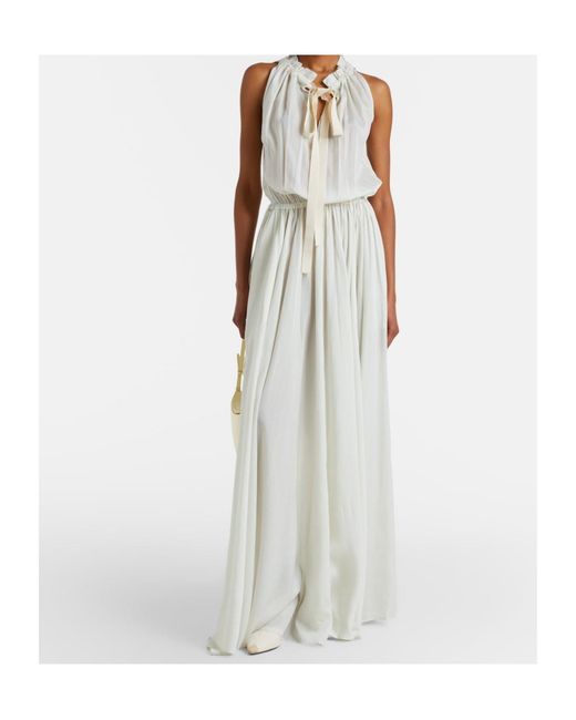 Patou White Striped Maxi Dress