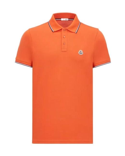Moncler Orange Logo Patch Polo Shirt for men