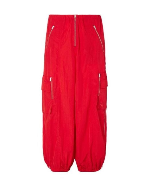 Fendi Red Zip-Detailed Cargo Trousers for men