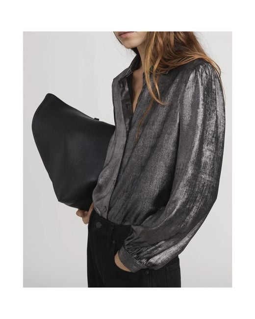FRAME Gray Shiny Staple Blouse