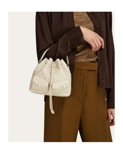 Ferragamo Natural Multipocket Bucket Bag
