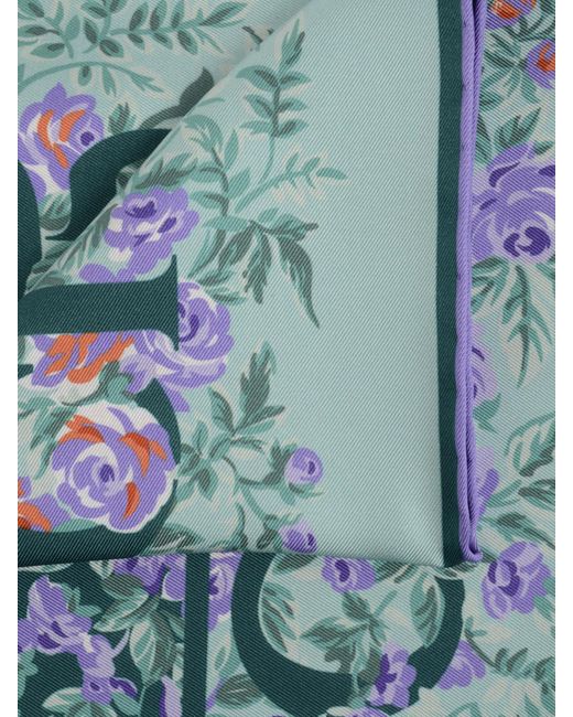 Gucci Blue Printed Silk Twill Carré