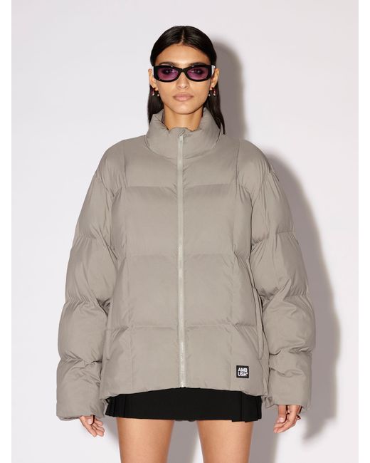 Ambush Gray Logo Patch Puffer Jacket for men