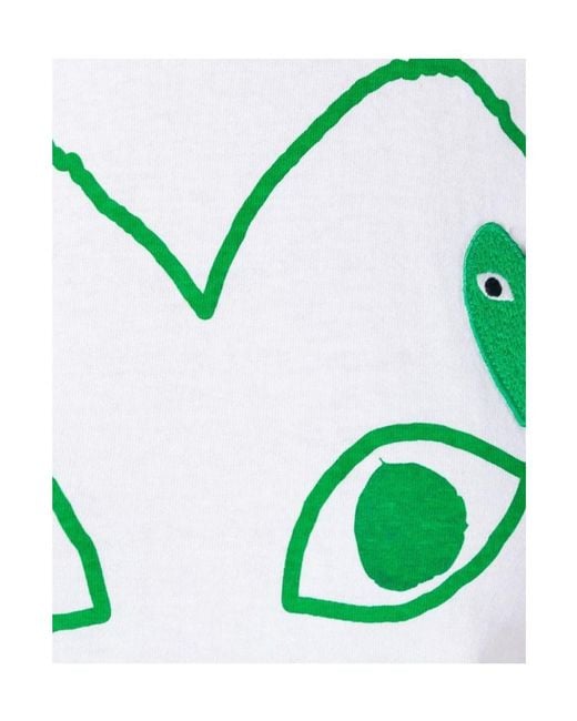 Comme des Garçons Green Logo Outline Print T-Shirt