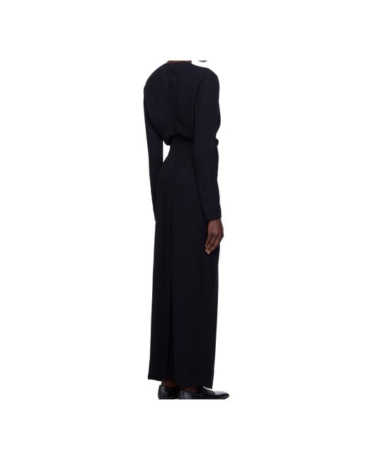 Totême Blue Totême Round Neck Slouch-Waist Maxi Dress