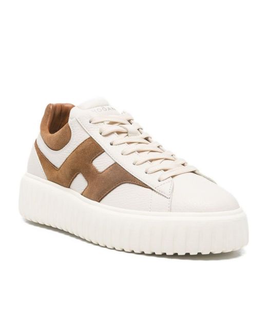Hogan White H-Striped Sneakers for men