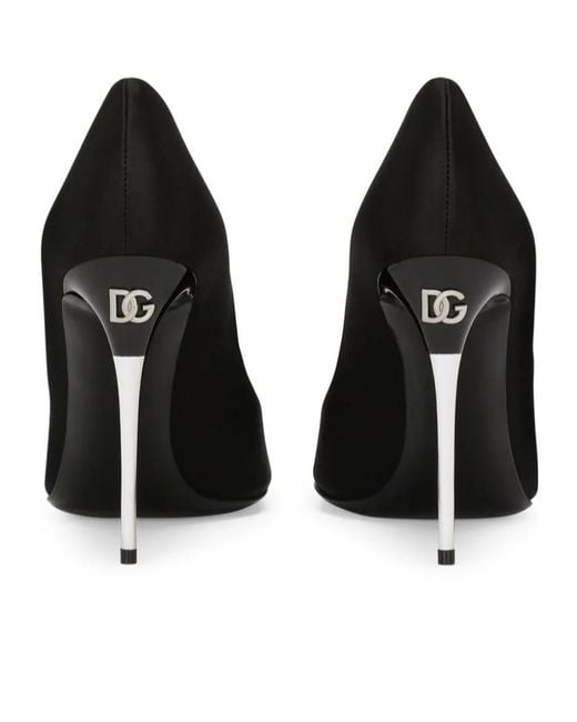 Dolce & Gabbana Black Logo Lettering Pointed Toe Pumps