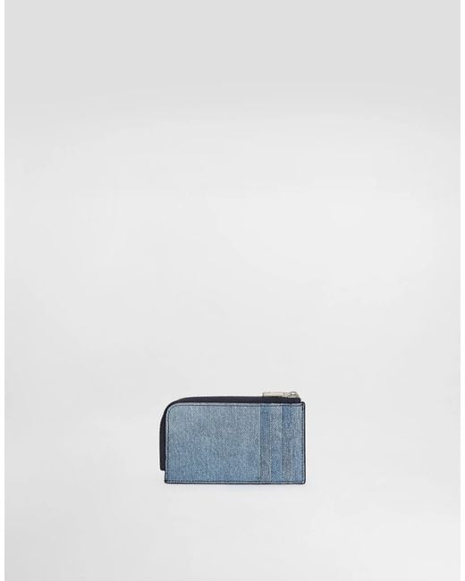 Dolce & Gabbana Blue Zip-Around Card Holder Wallet for men