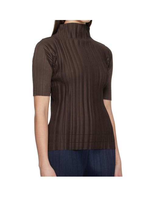 Pleats Please Issey Miyake Brown Turtleneck Sweater