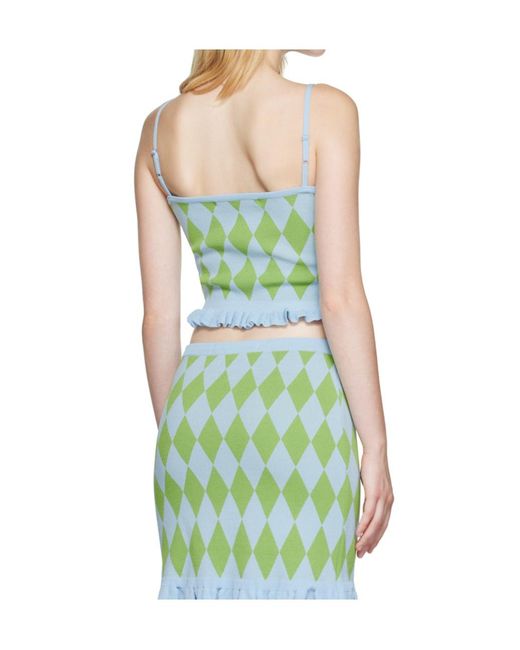Pushbutton Green Diamond Pattern Vest
