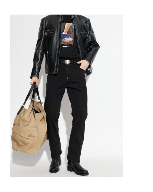 DSquared² Black Graphic Oversized T-Shirt for men