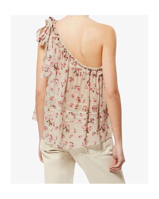 Isabel Marant Natural Isabel Marant Étoile Loeva Floral Printed One-Shoulder Blouse