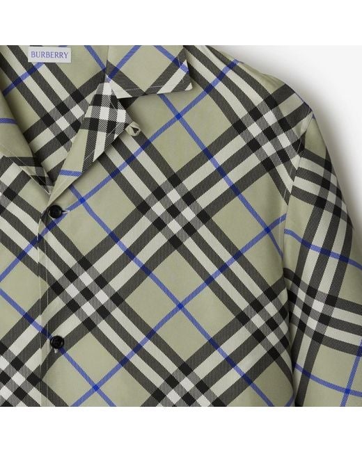Burberry Gray Nova Check Silk Shirt for men