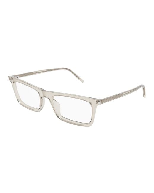 Saint Laurent White Betty Rectangle-Frame Glasses for men