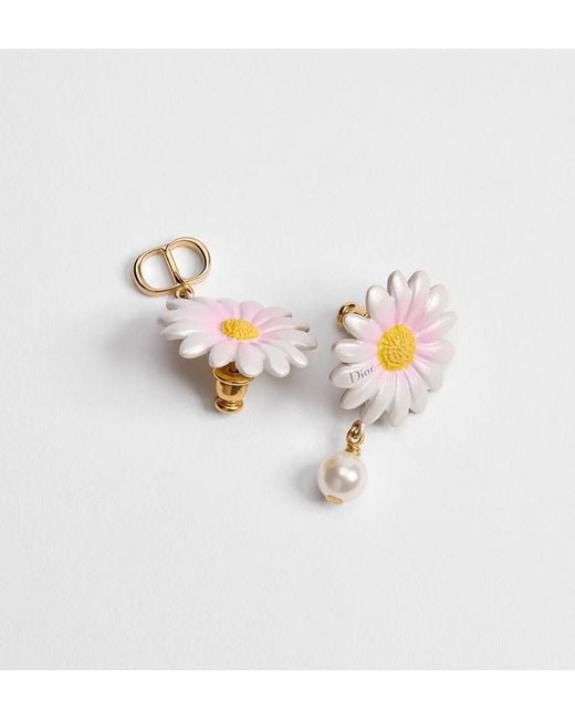 Dior White Daisy Earrings