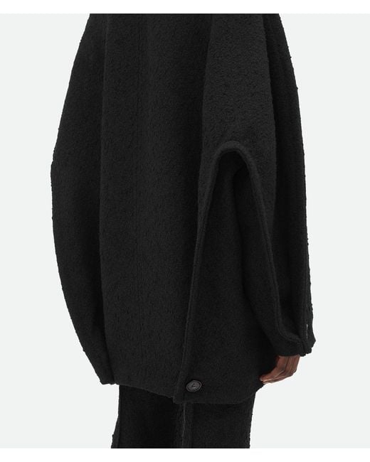 Bottega Veneta Black Light Cotton Tweed Cocoon Coat