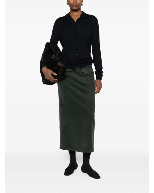 Khaite Black High-Neck Buttoned Cardigan