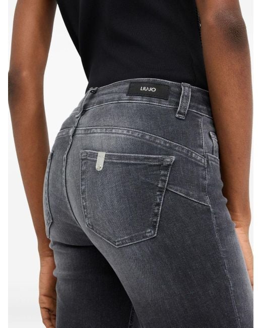 Liu Jo Gray Denim Trousers With Belt Loops
