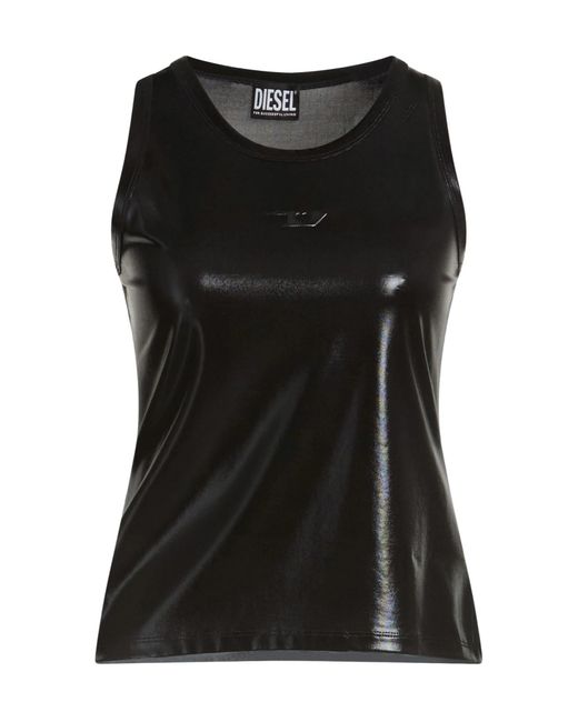 DIESEL Black Solid Color Stretchy Sleeveless Top