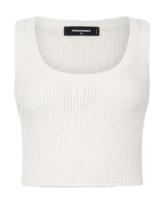 DSquared² White Scoop-Neck Tank Top