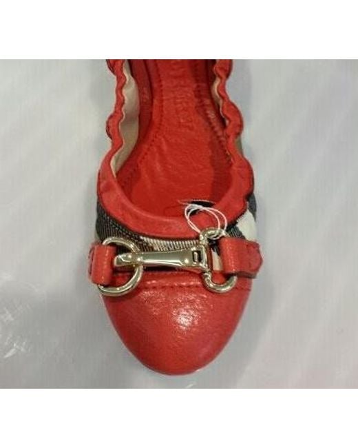 Burberry Orange Round-Head Flat Shoes