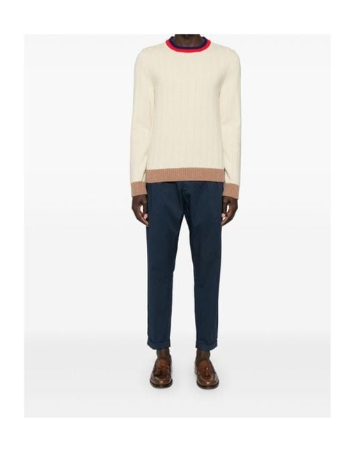 Dondup Blue Belt-Lined Casual Pants for men