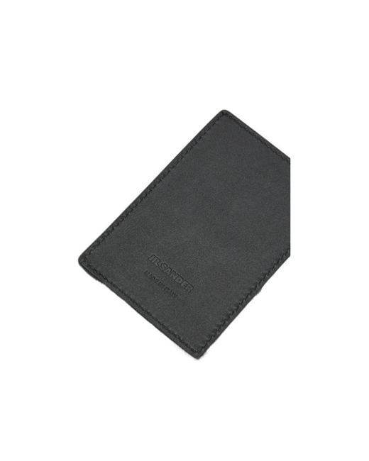 Jil Sander Black Magnetic Card Holder for men