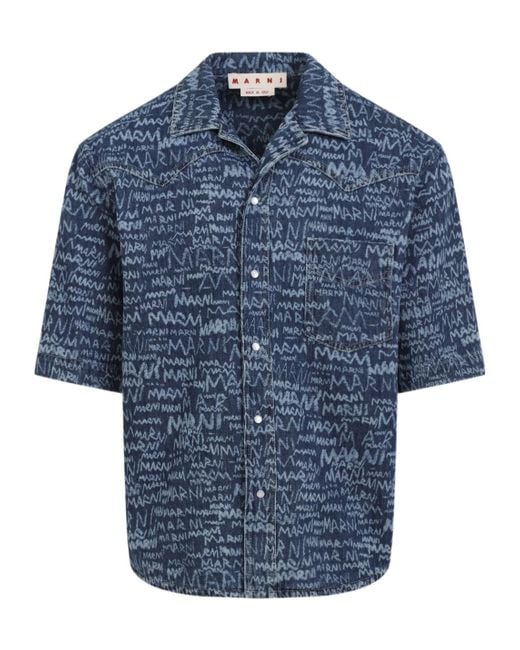 Marni Blue Short Sleeve Shirts for men