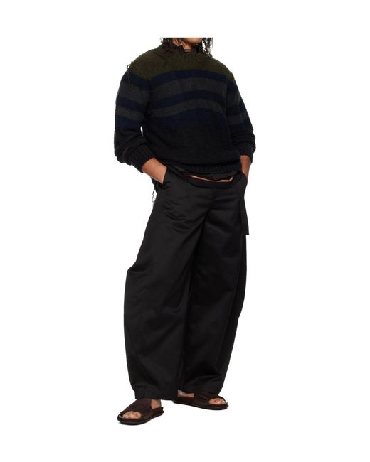 Sacai Black Striped Knit Pullover Sweater for men