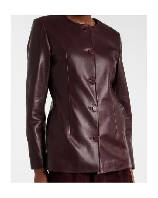 Nour Hammour Purple Maud Leather Blazer