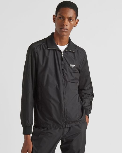 Prada Black Logo Patch Zip-Up Jacket for men
