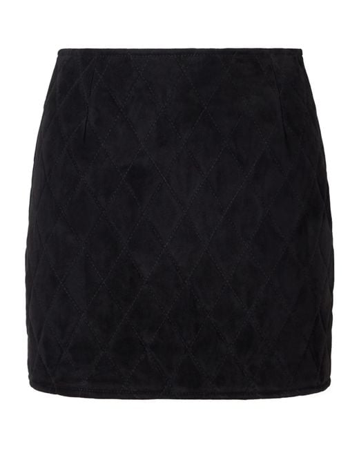 Blazé Milano Black Viva Coci Quilted Suede Mini Skirt