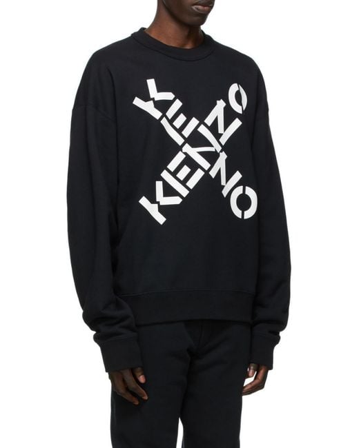 KENZO Black Sport Big X Logo Print Sweatshirt for men