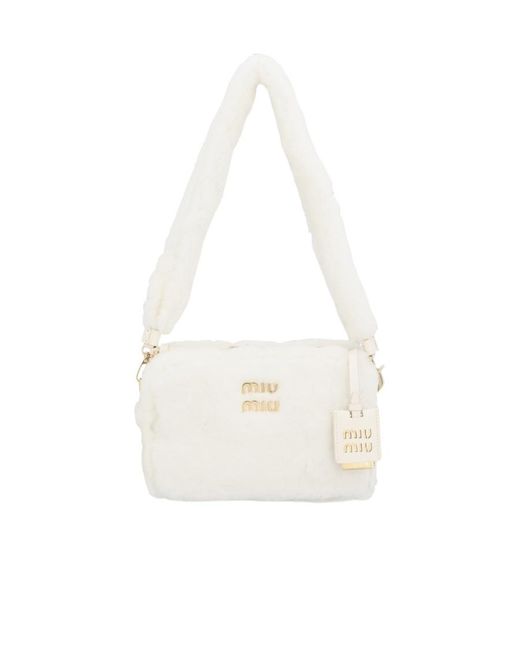 Miu Miu White Logo Shoulder Bag