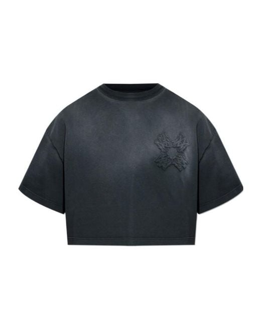 Amiri Blue Logo Detail Cropped Top