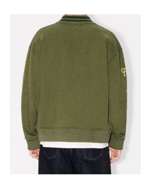 KENZO Green Paris Chainstitch Embroidered Cardigan for men