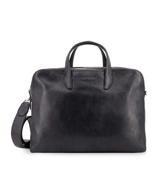 Orciani Black Zipper Briefcase for men