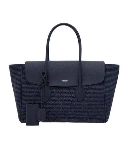 Ferragamo Blue Tote Bag East-West (Xl) for men