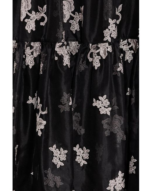 Erdem Black Tabetha Embroidered Organza Maxi Dress