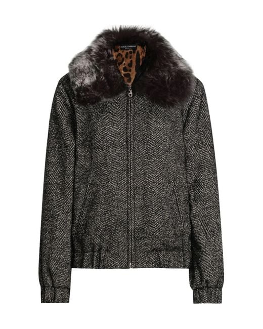 Dolce & Gabbana Black Zip-Up Bomber Jacket