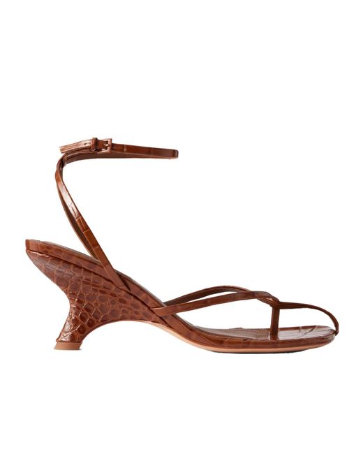 Jonathan Simkhai Brown Croc-Effect Leather Sandals