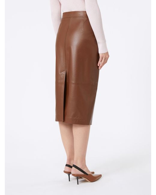 Max Mara Brown Studio Taiga Back Slit Skirt